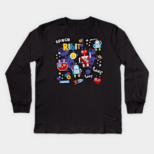 Space robot doodle Kids Long Sleeve T-Shirt